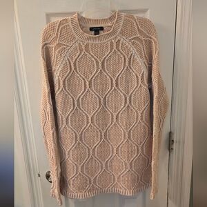 Lands' End Women's Cream Cotton Crewneck Sweater, Size L (315)